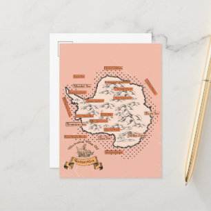 Geïllustreerde reiskaart Antarctica Aankondigingskaart