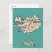 Geïllustreerde reiskaart IJsland Uitnodiging Briefkaart (Voorkant / Achterkant)