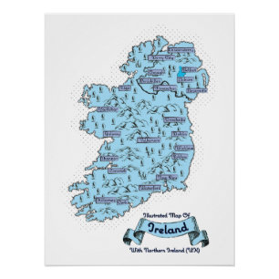 Geïllustreerde reiskaart van Ierland Perfect Poster