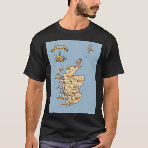 Geïllustreerde reiskaart van Schotland T-shirt