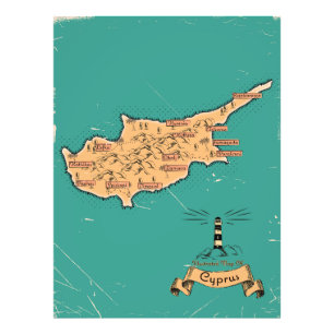 Geïllustreerde reisplattegrond Cyprus Foto Afdruk