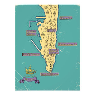 Geïllustreerde reisplattegrond van Gibraltar Foto Afdruk