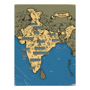 Geïllustreerde reisplattegrond van India Perfect Poster