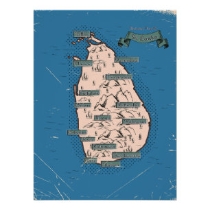 Geïllustreerde reisplattegrond van Sri Lanka Perfect Poster