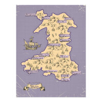 Geïllustreerde reisplattegrond van Wales