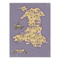 Geïllustreerde reisplattegrond van Wales
