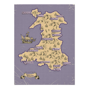 Geïllustreerde reisplattegrond van Wales Perfect Poster