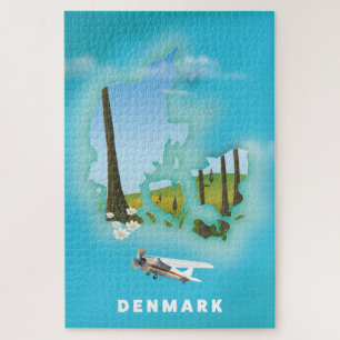 Geïllustreerde reisposter van Denemarken. Legpuzzel