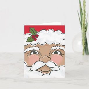 Geïllustreerde Schattigee Santa Face-vakantiefoto Kaart