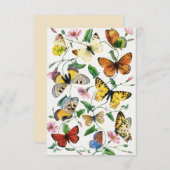 Geïllustreerde Vlinderkunst Flat Note Kaart (Voorkant / Achterkant)
