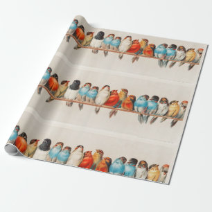 geïllustreerde vogels cadeaupapier