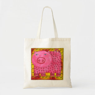 Geïllustreerde waterverf illustratie van een varke tote bag