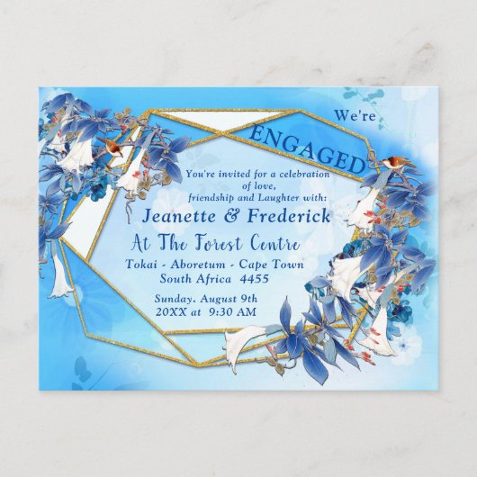 Geïllustreerde waterverf maanbloem verlovingskaart uitnodiging briefkaart (Voorkant)