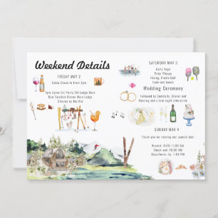 Geïllustreerde Wedding Map Uitnodiging