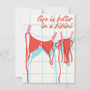 Geïllustreerde zomer zwemkleding leuk citaat vakan briefkaart
