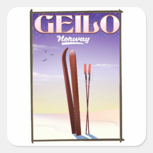 Geilo, Noorwegen ski reisposter Vierkante Sticker