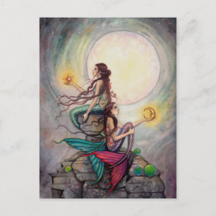 Geimini Mermaids Carte Postale Fantastique Art