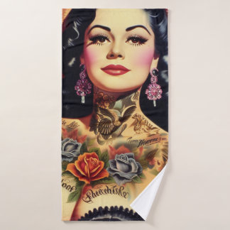 geïnkte pin-up badhanddoek