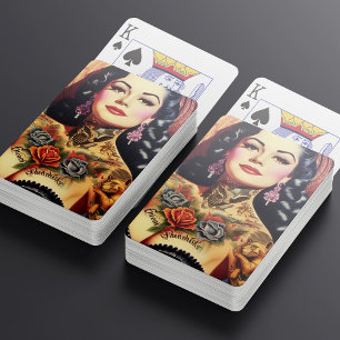 geïnkte pin-up pokerkaarten