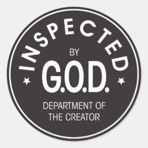 Geïnspecteerd door God Ronde Sticker