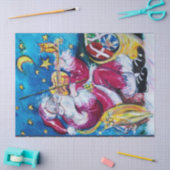 GEÏNSPIRED SANTA PLAYING VIOLIN Kerstnacht Blue Tissuepapier (Craft)