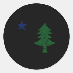 Geïnspireerd 1901 Old Maine State FlagStyled Ronde Sticker