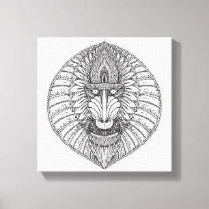 Geïnspireerd Baboon Face 6 Canvas Afdruk