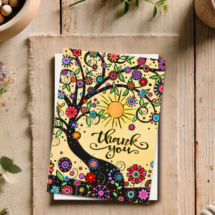 Geïnspireerd bedankt voor je Whimsical Floral Tree Kaart