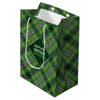 Geïnspireerd door groene en paarse tartan ruit medium cadeauzakje