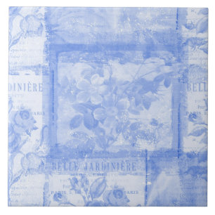 Geïnspireerd Frans botanisch blauw Tegeltje