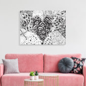 Geïnspireerd hart Doodle 6 Canvas Afdruk (Insitu (Woonkamer))