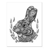 Geïnspireerd hoofd van konijn in krans 	rubberstempel (Afrduk)