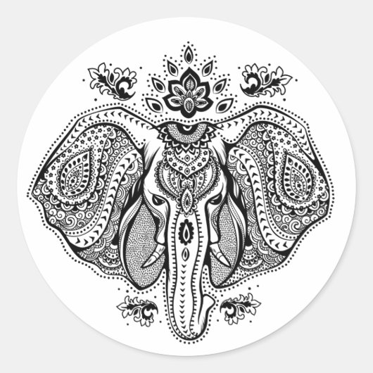 Geïnspireerd Indische olifant Ronde Sticker (Voorkant)