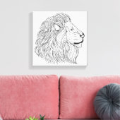 Geïnspireerd Leeuwenkop 30 Canvas Afdruk (Insitu (Woonkamer))