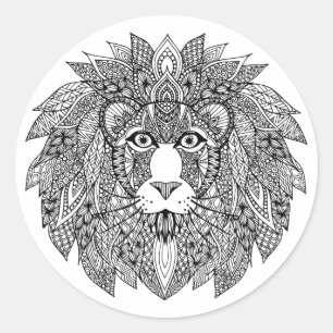Geïnspireerd leeuwhoofd 4 ronde sticker