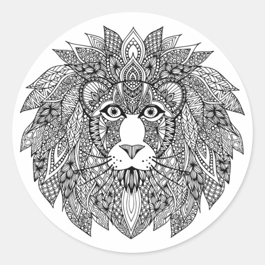 Geïnspireerd leeuwhoofd 4 ronde sticker (Voorkant)
