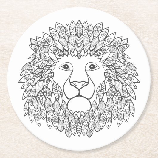 Geïnspireerd leeuwhoofd ronde kartonnen onderzetter (Voorkant)