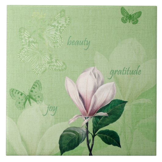 Geïnspireerd Magnolia Floral Tegeltje (Voorkant)