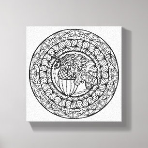 Geïnspireerd Mandala Herfst Eikenblad 6 Canvas Afdruk