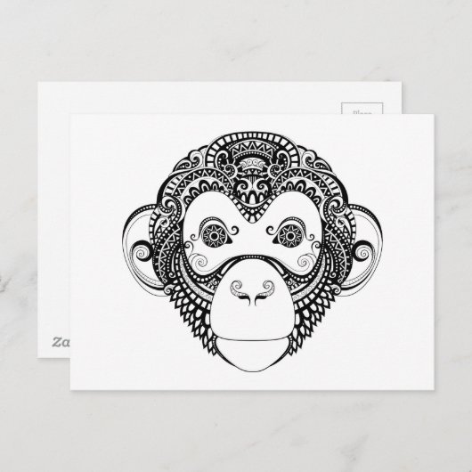 Geïnspireerd monkeyontwerp briefkaart (Voorkant / Achterkant)