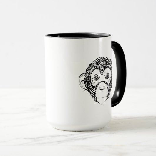 Geïnspireerd monkeyontwerp mok (Voorkant rechts)