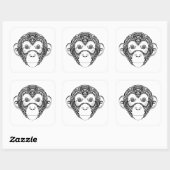 Geïnspireerd monkeyontwerp vierkante sticker (Vel)