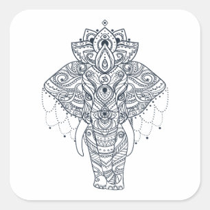 Geïnspireerd olifant vierkante sticker