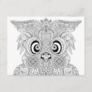 Geïnspireerd owl-portret briefkaart