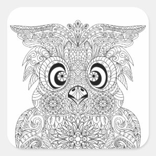 Geïnspireerd owl-portret vierkante sticker