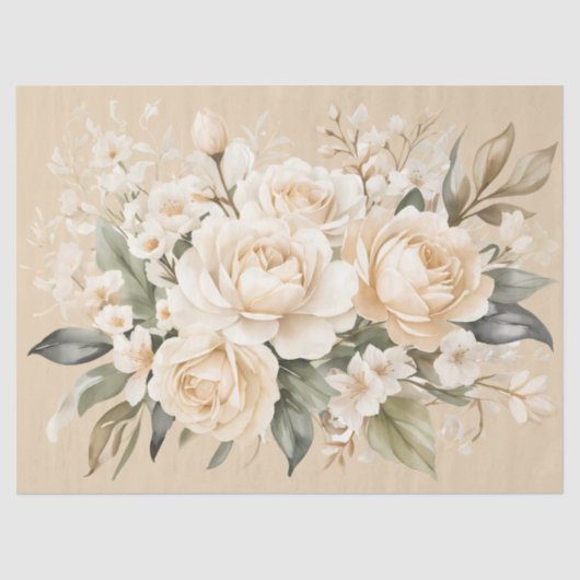  geïnspireerd pastel beige bloemendecoupage tissuepapier (Voorkant)