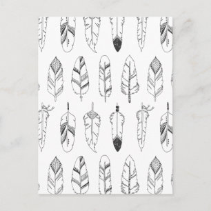 Geïnspireerd Retro Feather Patroon Briefkaart
