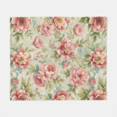 geïnspireerd roze bloemenpatroon fleece deken (Voorkant (Horizontaal))