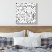 Geïnspireerd Talavera patroon 6 Canvas Afdruk (Insitu (Slaapkamer))