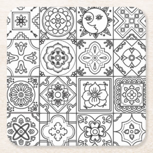 Geïnspireerd Talavera-patroon Vierkante Kartonnen Onderzetter